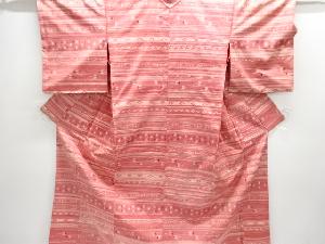 アンティーク　絣柄織り出し手織り紬着物